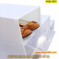 Прозрачна кутия за съхранение на обувки с прозрачен капак в правоъгълна форма - КОД 3823, снимка 7 - Кутии за съхранение - 45418674