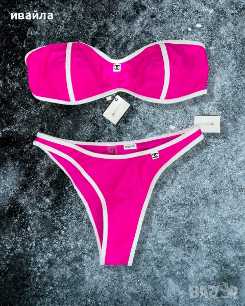 SALE цикламен бански розов сет сутиен бикини топ комплект Chanel, снимка 1