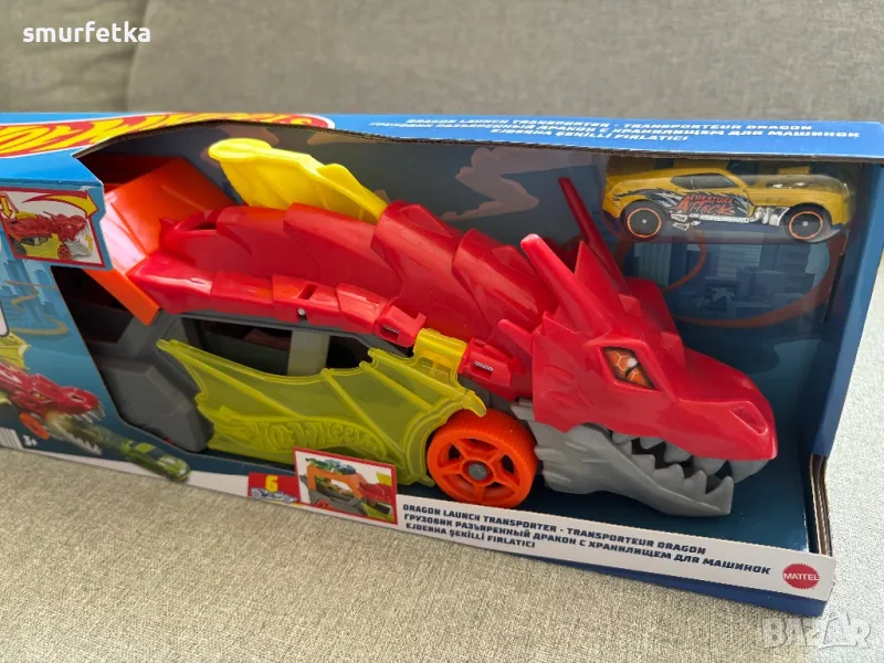 Автовоз Hot Wheels City - Транспортьор дракон, с количка, снимка 1