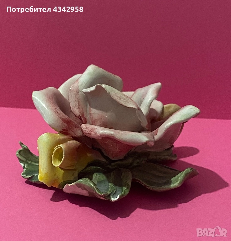  Винтидж порцеланова роза.Италия.(1970-1990), снимка 1