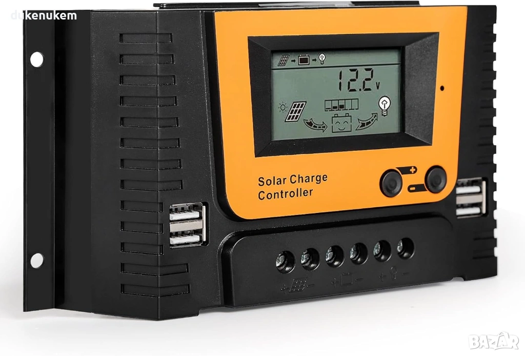 PWM соларен контролер за зареждане 12V/24V/36V/48V, 40A, с LCD дисплей и 4 USB изхода, снимка 1