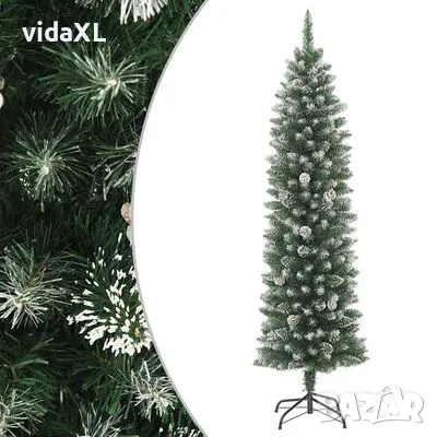 vidaXL Изкуствена тънка коледна елха със стойка, 180 см, PVC(SKU:345166), снимка 1