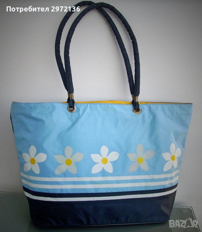 Голяма плажна чанта с цип, снимка 1