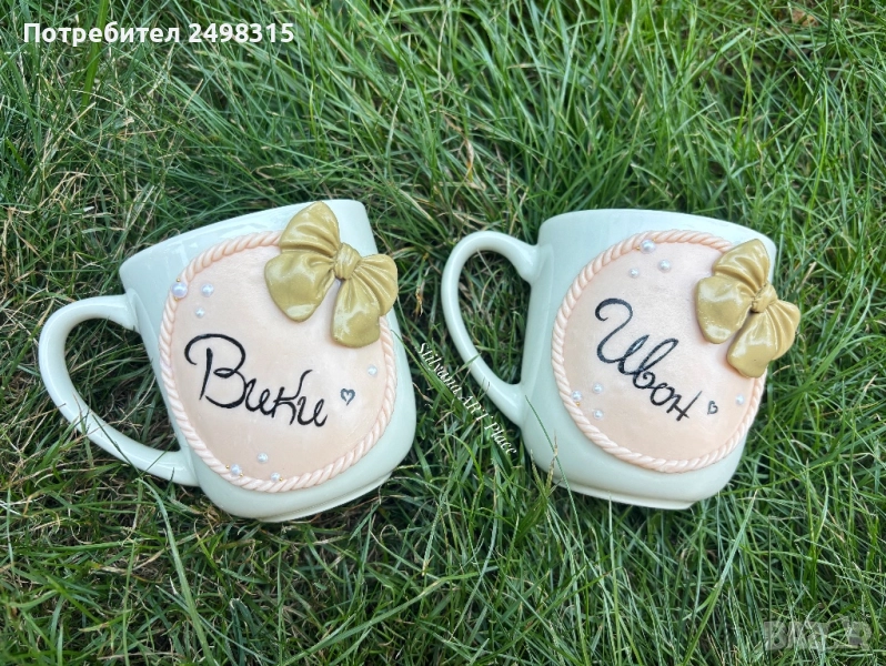 Керамична чаша декорирана с полимерна глина , снимка 1