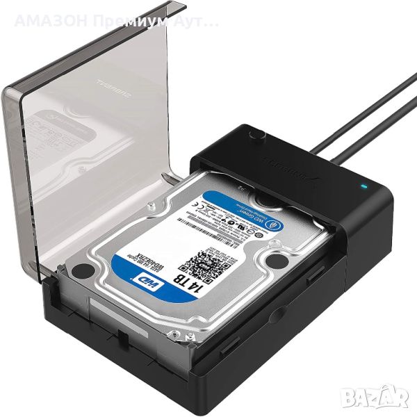 SABRENT USB 3.0 Lay-Flat докинг станция>2,5/3,5” HDD/SSD към SATA външен твърд диск/UASP (EC-DFLT), снимка 1