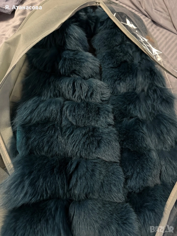 ДЪЛЪГ ЗИМЕН ЕЛЕК С ЕСТЕСТВЕН КОСЪМ GRANDIOSO, СИН ЦВЯТ, снимка 1