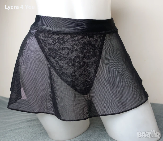 XS/S черна тюлена прозрачна мини пола, снимка 1