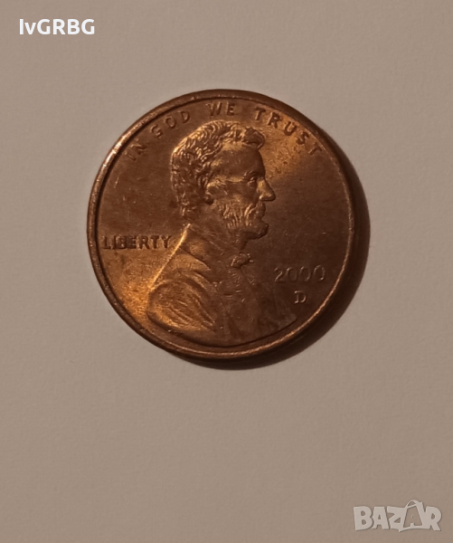 1 цент САЩ 2000 1 цент 2000 Американска монета Линкълн , снимка 1