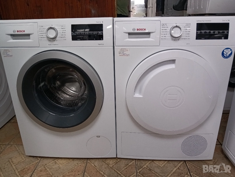 Комплект пералня и сушилня с термопомпа Бош Bosch Serie 6 A+++ 8кг 2 години гаранция!, снимка 1
