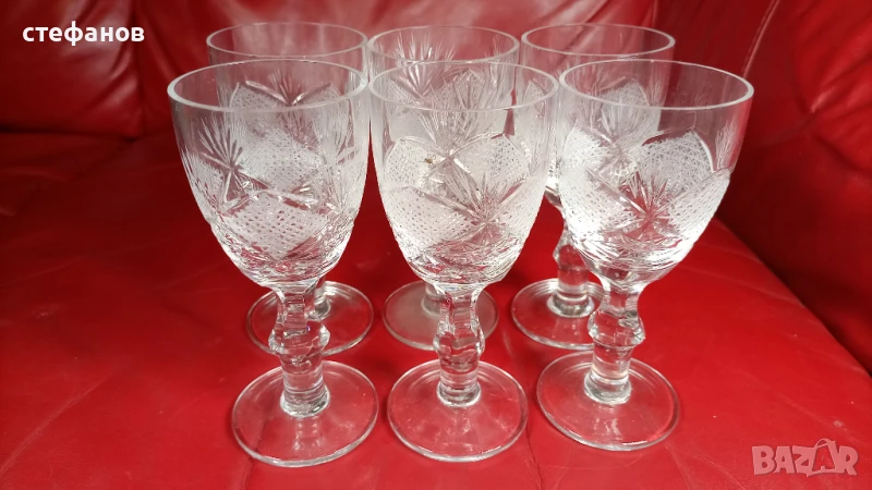 Кристални чаши за ликьор, ракия, 6 бр, ръчна инкрустация, подобни на „Моника”, снимка 1