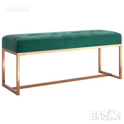 vidaXL Пейка, тъмнозелена, 110x36x45 см, кадифе(SKU:350601), снимка 1