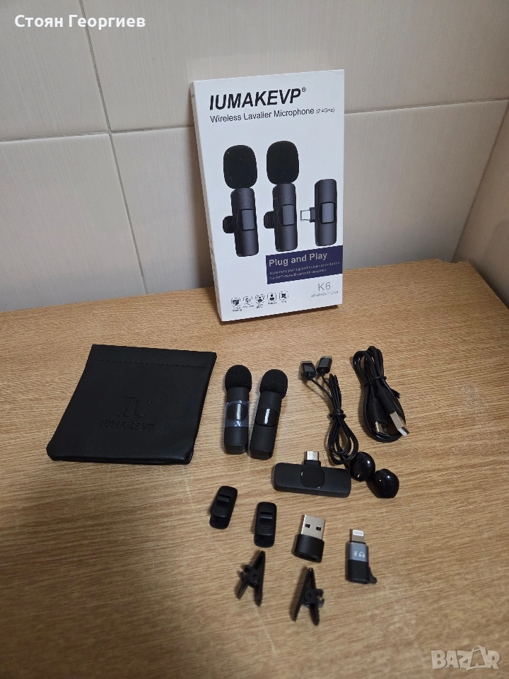Комплект безжични Lavalier микрофони IUMAKEVP K6, снимка 1