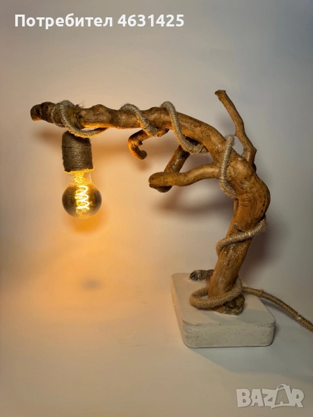 Ръчно изработена настолна рустик лампа, снимка 1