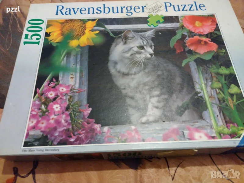 Пъзел "Cat and Flowers" 1994г. Ravensburger 1500 части, снимка 1