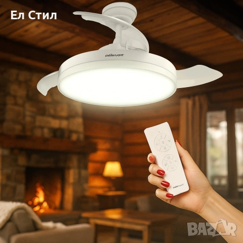 Вентилатор за таван с осветление, Brizy Bright Foldable -50% отстъпка, снимка 3 - Вентилатори - 53930725