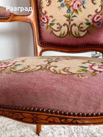 Ретро френски кресла с гобленова дамаска, снимка 11 - Дивани и мека мебел - 45523621