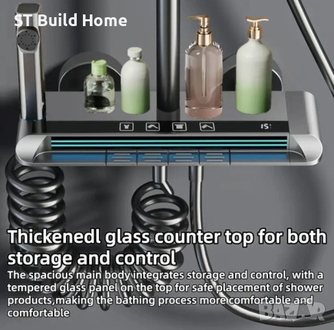 🌟 Цифров душ комплект с LED дисплей и амбиентно осветление – STBuildHome 🌟, снимка 5 - Душове - 53623296