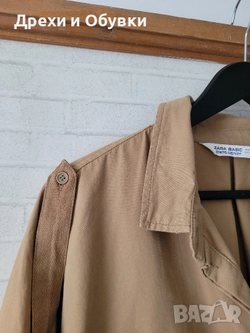 Кафява рокля тип риза ZARA , снимка 4 - Рокли - 54096031