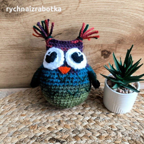 Плетена  играчка бухалче, сова, снимка 3 - Плюшени играчки - 37283913