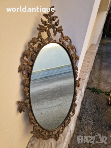 Уникално антикварно френско бронзово огледало , снимка 2 - Антикварни и старинни предмети - 53757353