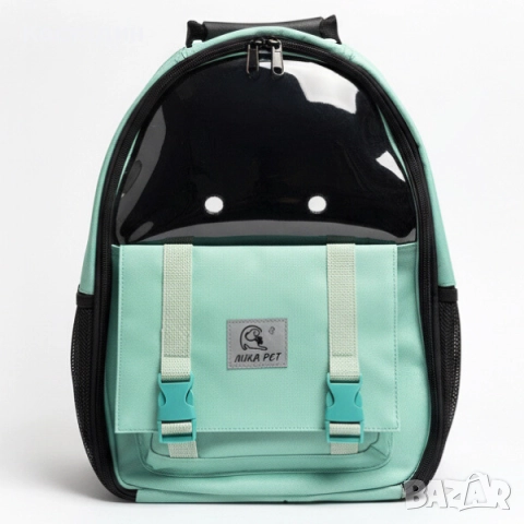 Раница за Носене на Домашен Любимец - Куче/Коте- с Прозорец- 40см/30см/18см- Светлозелена разцветка, снимка 2 - За кучета - 52800138