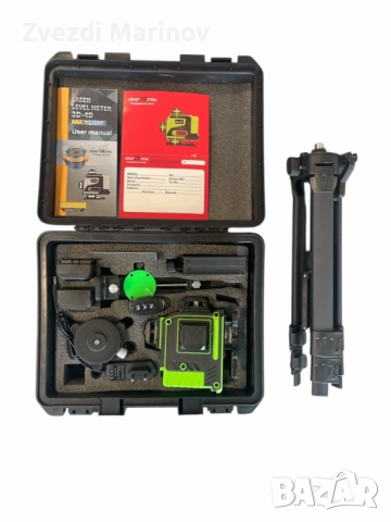 4D Лазерен Нивелир с 16 Линии (Четири Точков), Самонивелиращ се, със Зелен Лазер с тринога, снимка 11 - Измервателни инструменти - 51710290