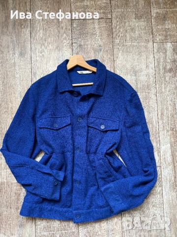 Синя нова уникална спортно елегантна риза яке zara Zara Зара унисекс модел за мъж и жена , снимка 3 - Якета - 51700442