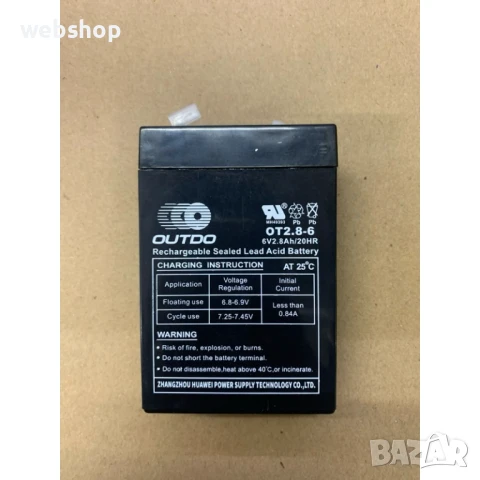 Акумулаторна оловна батерия OUTDO, 6VDC, 2,8AH, 66х33х100mm, снимка 1