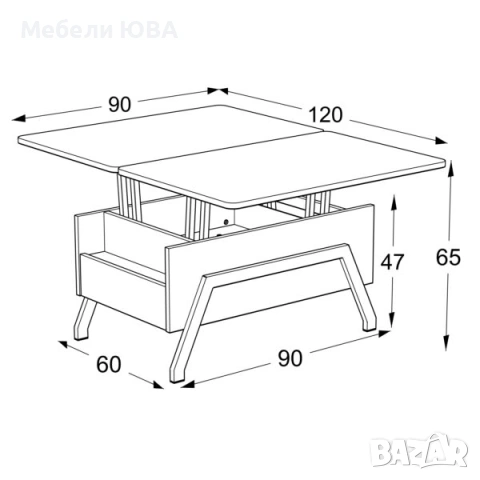 Маса с повдигащ механизъм EU, снимка 6 - Маси - 53963203