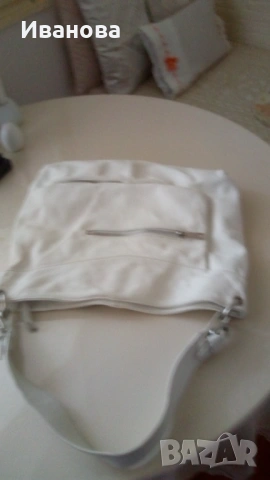 Голяма бяла чанта от естествена кожа, снимка 2 - Чанти - 54017110