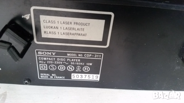 SONY CDP-311 COMPACT DISC PLAYER, снимка 7 - Аудиосистеми - 49989486