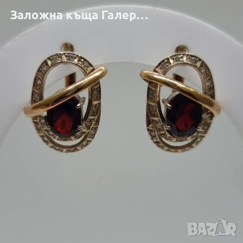 Елегантни златни обеци 585 с фианити – 5,26 г