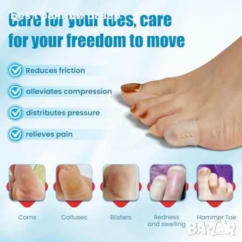 Нови Гел протектори за пръсти 16 броя дишащи срещу триене и болка крака, снимка 3 - Други - 53823992