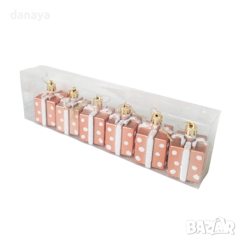 6210 Коледни играчки за елха с форма на подарък, 6 броя, снимка 5 - Декорация за дома - 52422023