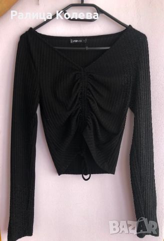 Черна блуза с дълъг ръкав , снимка 1 - Блузи с дълъг ръкав и пуловери - 45144008