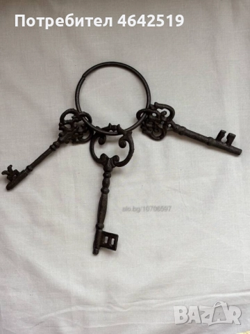 Декоративни винтидж ключове с халка, снимка 7 - Декорация за дома - 52377403