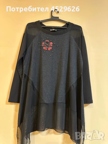 Черна туника с цвете 