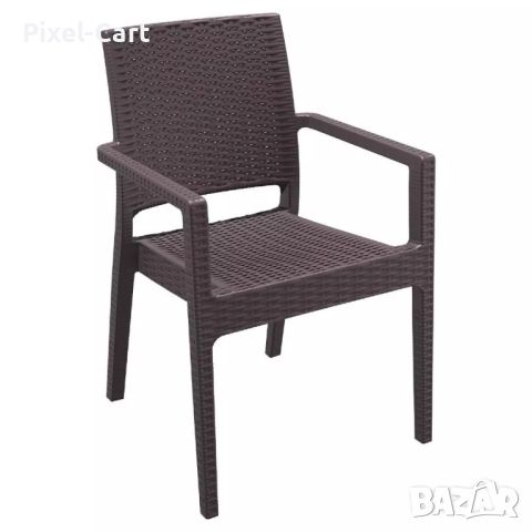 Стилен градински стол - Кафяв, снимка 3 - Столове - 46461209