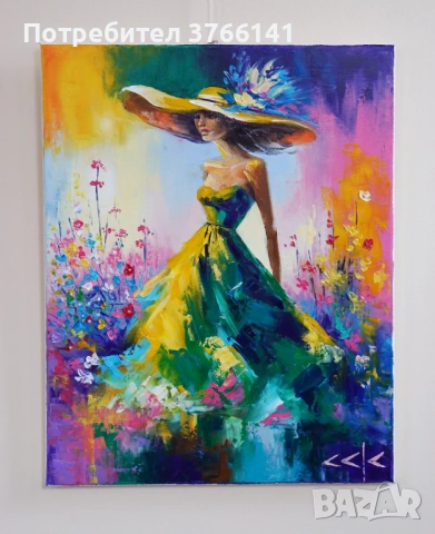 "Стъпките на пролетта" Картина 50х40см, Маслена живопис с шпакла, снимка 2 - Картини - 54051431