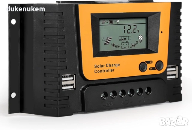 PWM соларен контролер за зареждане 12V/24V/36V/48V, 40A, с LCD дисплей и 4 USB изхода