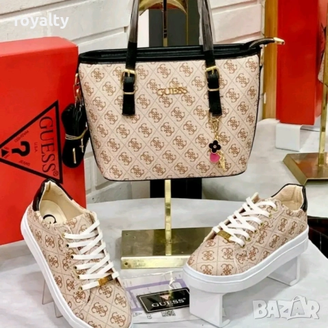 Guess Дамски Комплект Маратонки + Чанта Два Цвята 