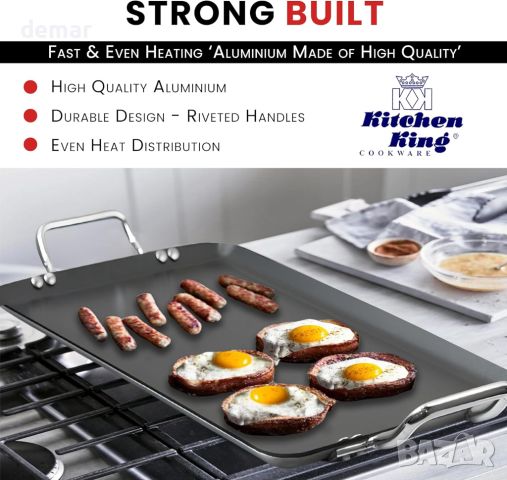 Kitchen King Griddle Plate Двустранна незалепваща плоча за барбекю и фурна, 50 X 28 см, снимка 8 - Други - 45996997