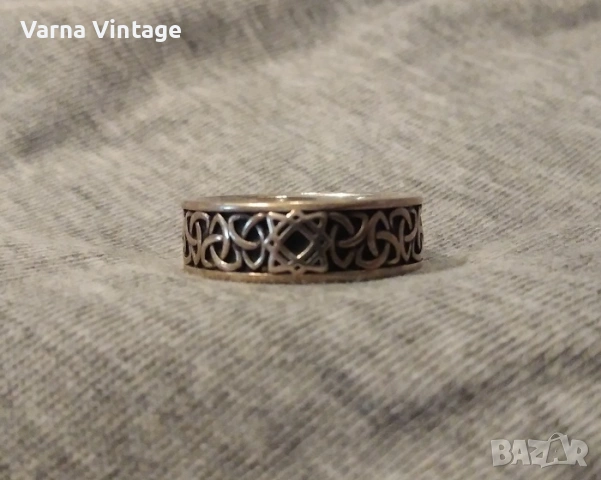 Красив оригинален сребърен пръстен със скандинавски викингски символи. 925. 4,6 гр., снимка 3 - Пръстени - 53404321