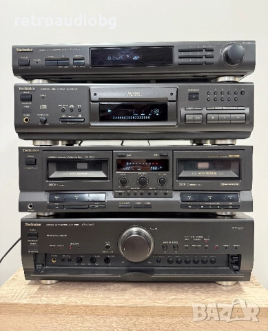 🔊Ретро аудио система - сет TECHNICS - усилвател, сд плеър, двукасетъчен дек и тунер🔊, снимка 2 - Аудиосистеми - 52756024