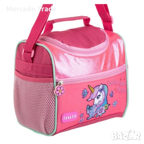 Термочанта за храна в цикламен цвят с дизайн Еднорог, За момичета, снимка 2 - Раници - 51621153