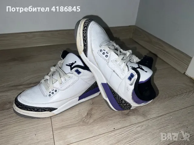 Jordan 3 iris 38,5 оригинални , снимка 7 - Кецове - 47069853