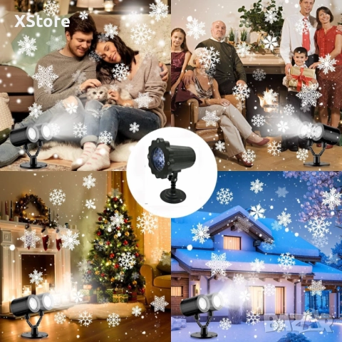 Водоустойчив LED проектор Снежинка за прожектиране на сняг, снимка 3 - Прожектори - 51993116