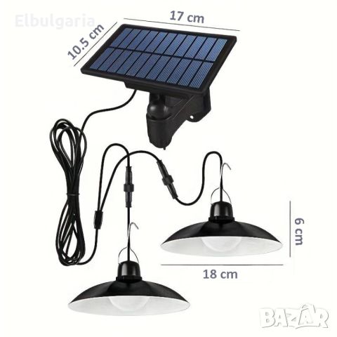 Комплект 2бр. пендели със соларен панел и дистанционно, димиране, бяла светлина 4000k, 15W, 5V, 2946, снимка 6 - Соларни лампи - 45234190
