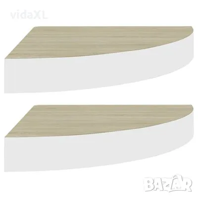 vidaXL Стенни ъглови рафтове, 2 бр, дъб и бяло, 35x35x3,8 см, МДФ(SKU:326640), снимка 1 - Други - 49226587