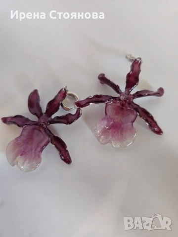 Обеци „Кралска орхидея“ 🌺 Тези обеци са създадени от истински цвят на орхидея Камбрия , снимка 8 - Обеци - 53769766